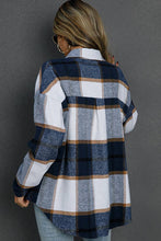Load image into Gallery viewer, Plaid Pocket Open Button Shacket - Navy - A Mama's Lullaby