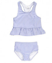 Load image into Gallery viewer, Periwinkle Blue Seersucker Peplum Tankini - A Mama's Lullaby