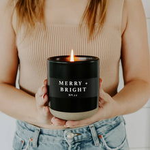 Load image into Gallery viewer, Merry and Bright Soy Candle - Black Stoneware Jar - 12 oz - A Mama's Lullaby