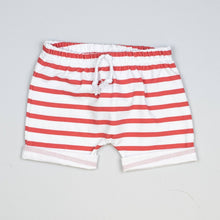 Load image into Gallery viewer, Red/White Striped Rolled Hem Shorts for Baby 4th of July - A Mama's Lullaby