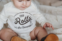 Load image into Gallery viewer, "These Rolls are Homemade" Thanksgiving Bodysuit - A Mama's Lullaby
