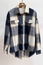 Load image into Gallery viewer, Plaid Pocket Open Button Shacket - Navy - A Mama's Lullaby