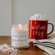 Load image into Gallery viewer, Hot Cocoa and Peppermint Soy Candle - Clear Jar - 9 oz - A Mama's Lullaby