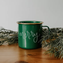 Load image into Gallery viewer, "Merry" Green Campfire Coffee Mug - 18 oz - A Mama's Lullaby