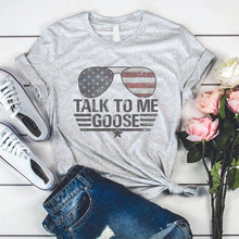 Load image into Gallery viewer, "Talk To Me Goose" Patriotic Graphic T-Shirt (heather gray) - A Mama's Lullaby