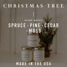 Load image into Gallery viewer, Christmas Tree Soy Candle - White Jar - 11 oz - A Mama's Lullaby
