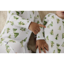 Load image into Gallery viewer, Ivory Christmas Trees Holiday Bamboo Zip Sleeper - A Mama's Lullaby