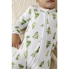 Load image into Gallery viewer, Ivory Christmas Trees Holiday Bamboo Zip Sleeper - A Mama's Lullaby