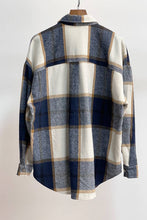 Load image into Gallery viewer, Plaid Pocket Open Button Shacket - Navy - A Mama's Lullaby