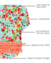 Load image into Gallery viewer, Painted Flowers One Piece Rash Guard Swimsuit - A Mama's Lullaby