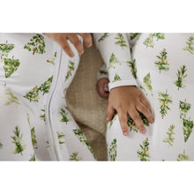 Load image into Gallery viewer, Ivory Christmas Trees Holiday Bamboo Zip Sleeper - A Mama's Lullaby