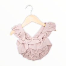 Load image into Gallery viewer, Ella Ruffle Suspender Bubble Romper