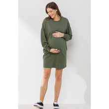 Load image into Gallery viewer, Crew Neck Maternity Sweater Dress w/Pockets - A Mama's Lullaby