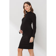 Load image into Gallery viewer, Ribbed Mock Neck Button Sleeve Maternity Dress - A Mama's Lullaby