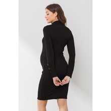 Load image into Gallery viewer, Ribbed Mock Neck Button Sleeve Maternity Dress - A Mama's Lullaby