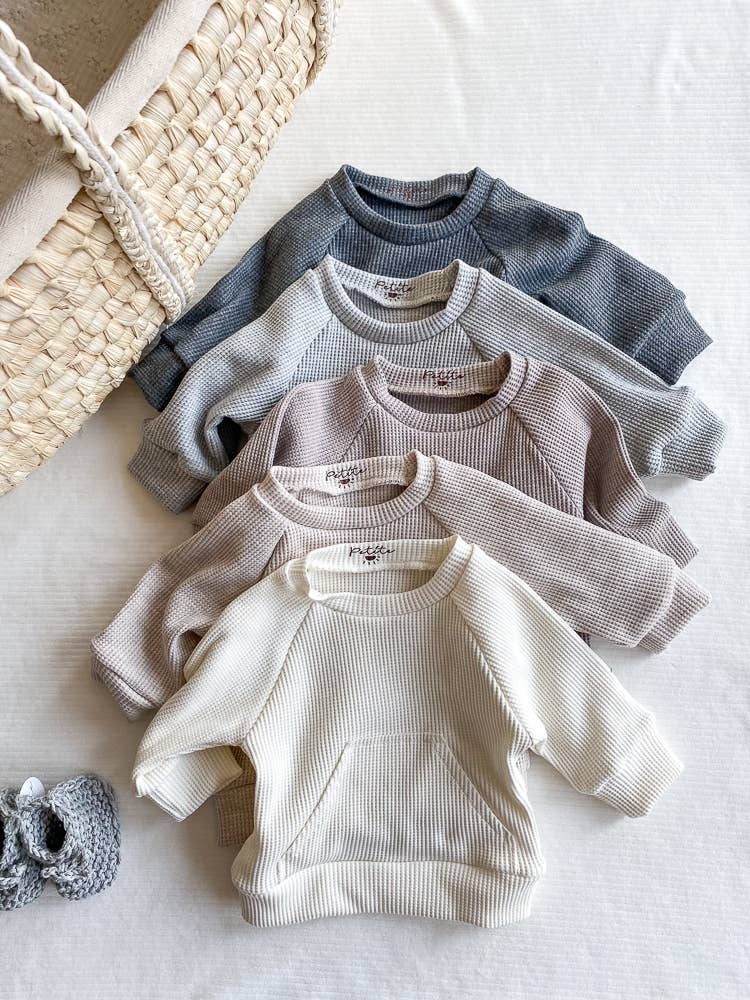 Waffle Knit Sweatshirt - A Mama's Lullaby