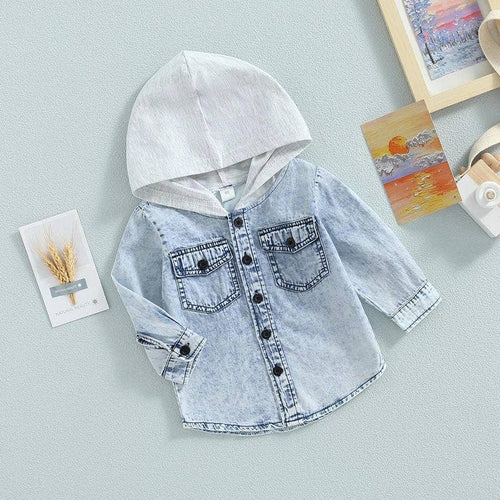 Acid Washed Denim Hooded Jacket - A Mama's Lullaby