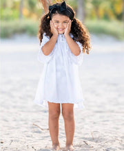 Load image into Gallery viewer, White Dotted Twirl Swim Cover-Up - A Mama&#39;s Lullaby
