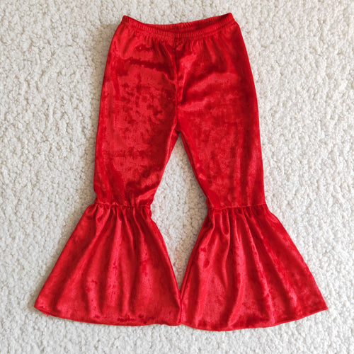 Velvet Bell Bottom Pants - Red - A Mama's Lullaby