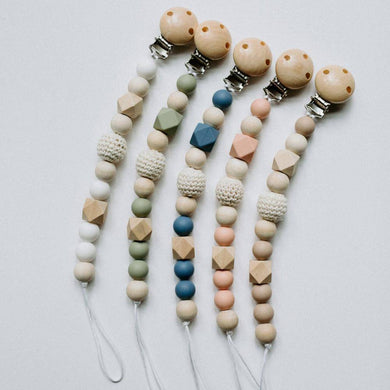 Crochet Wooden Silicone Bead Pacifier Clip