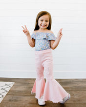 Load image into Gallery viewer, Barbie Pleated Denim Distressed Bell Bottoms
