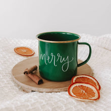 Load image into Gallery viewer, &quot;Merry&quot; Green Campfire Coffee Mug - 18 oz - A Mama&#39;s Lullaby
