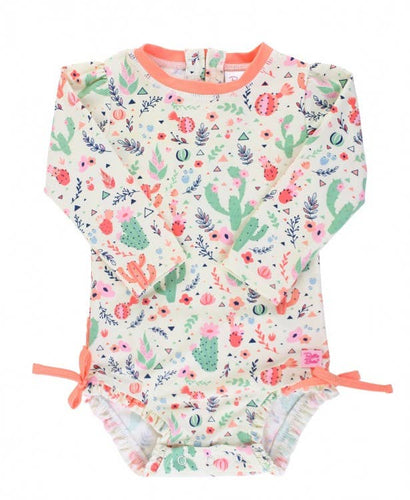 Desert Blossoms One Piece Rash Guard Swimsuit - A Mama's Lullaby